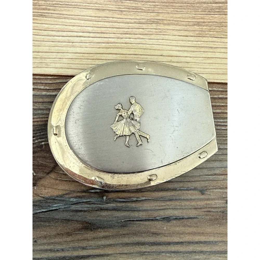Vintage Horse Shoe Shaped Square Dancing Belt Buckle Nickel Silver